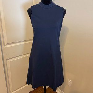 Navy High-Neck Mini Fit and Flare Dress, Size S